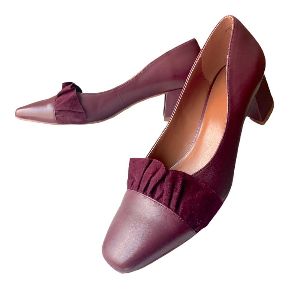 H by HALSTON Kinsley Stacked Heel Size 10M Color Bordeaux